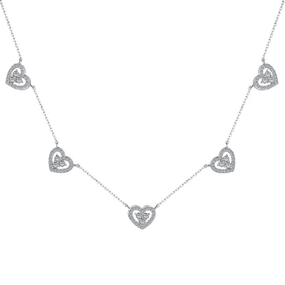 [Bloom]Sparkling Five Heart Necklace