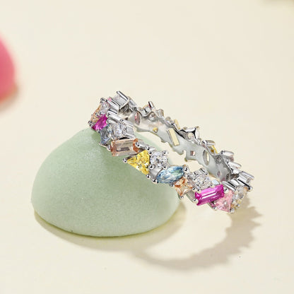 [Bloom]Dazzling Polychromatic Multi cut Daily Ring