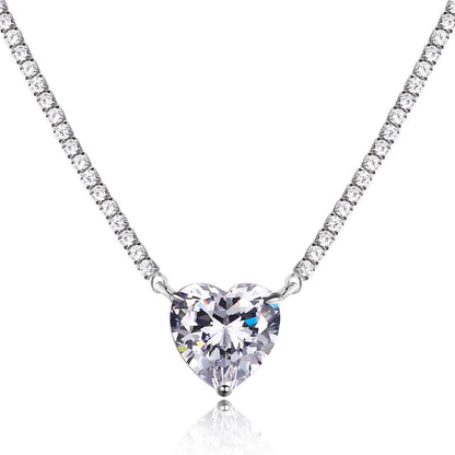 [Bloom]8.0 Carat Versatile Colorful Sweet Heart-Shaped Tennis Necklace