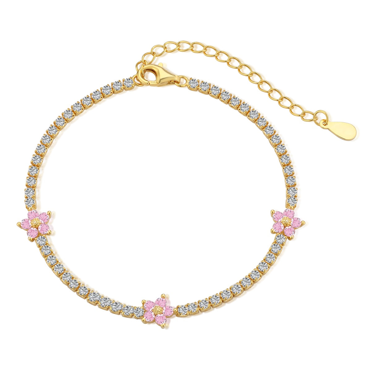 [Bloom]Sparkling Flower Shape Tennis Bracelet