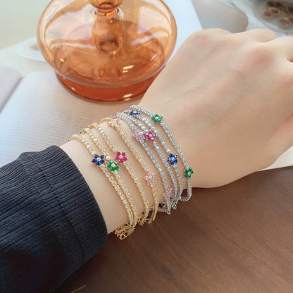 [Bloom]Sparkling Flower Shape Tennis Bracelet