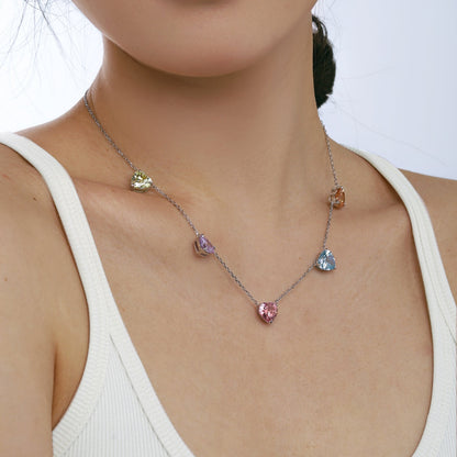 [Bloom]Sparkling Colorful Heart Cut Necklace