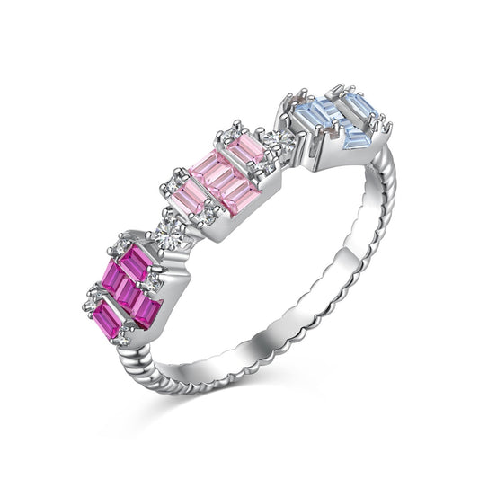 [Bloom]Unique Colorful Emerald Cut Party Ring