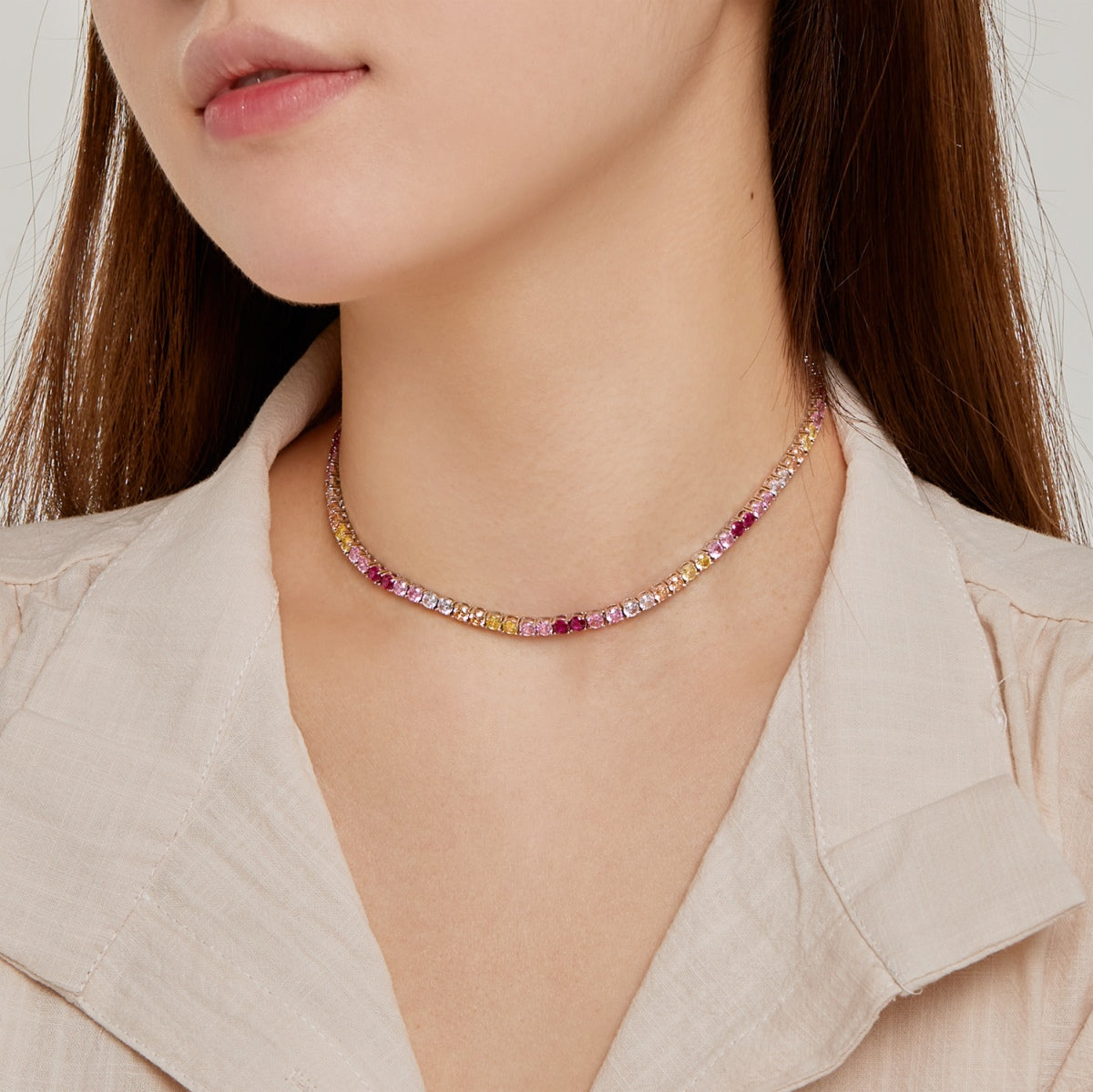 [Bloom]Delicate Colorful Tennis Necklace