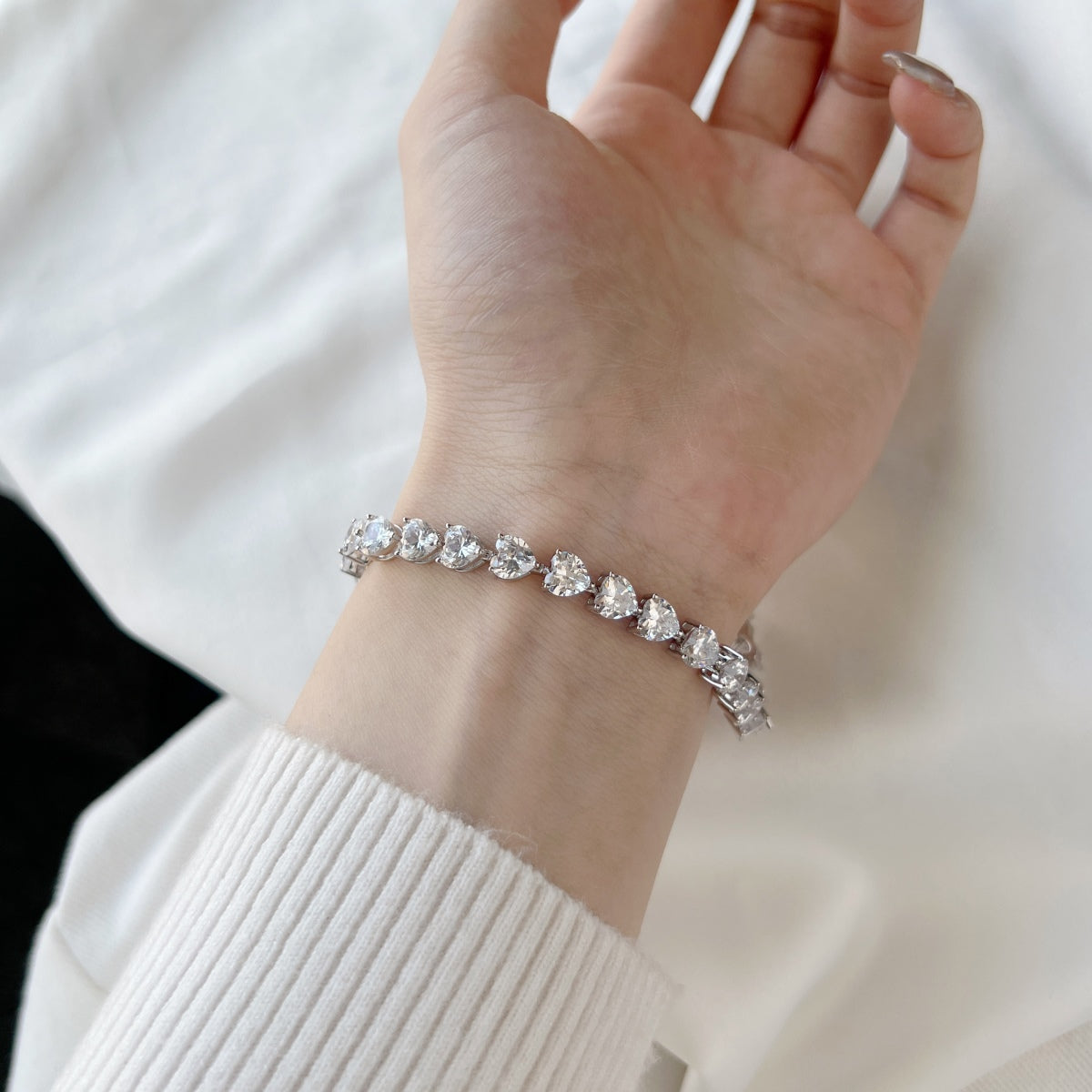 [Bloom]0.75 Carat Elegant Romantic Heart Shape Lover Bracelet