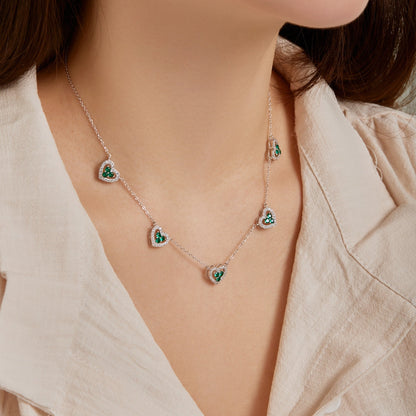 [Bloom]Sparkling Five Heart Necklace