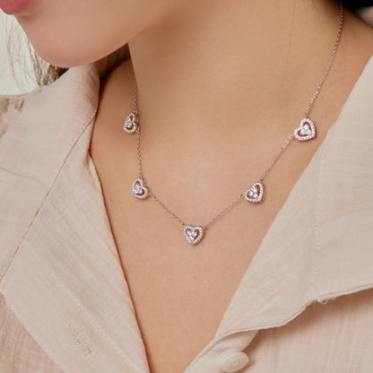 [Bloom]Sparkling Five Heart Necklace