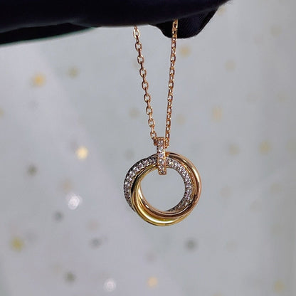 [Bloom]TRINITY NECKLACE SILVER GOLD PINK GOLD DIAMONDS