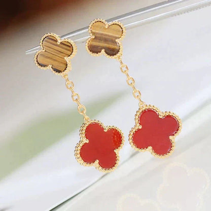 [Bloom]CLOVER  2 MOTIF  TIGER EYE CARNELIAN EARRINGS