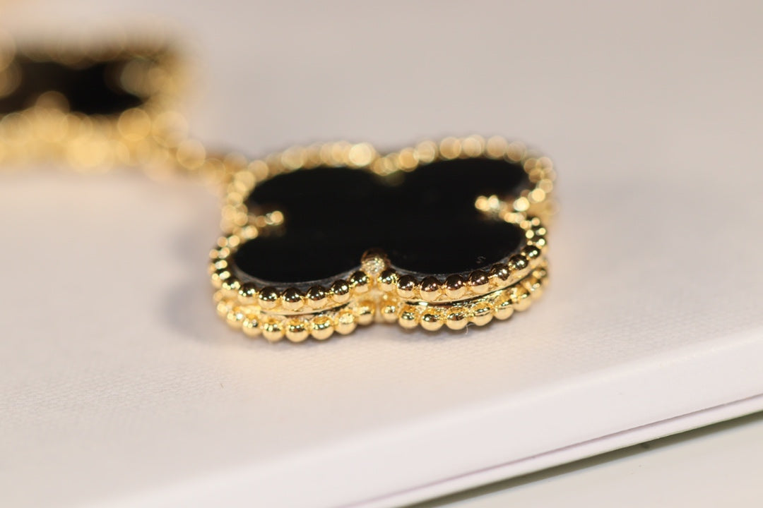 [Bloom]CLOVER EARRINGS GOLD ONYX MOP 3 MOTIF