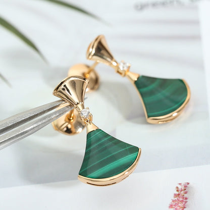 [Bloom]DREAM MALACHITE PINK GOLD EARRINGS