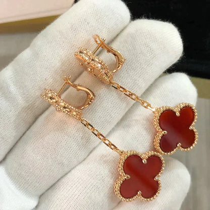 [Bloom]CLOVER 2 MOTIF  LASER CARNELIAN EARRINGS