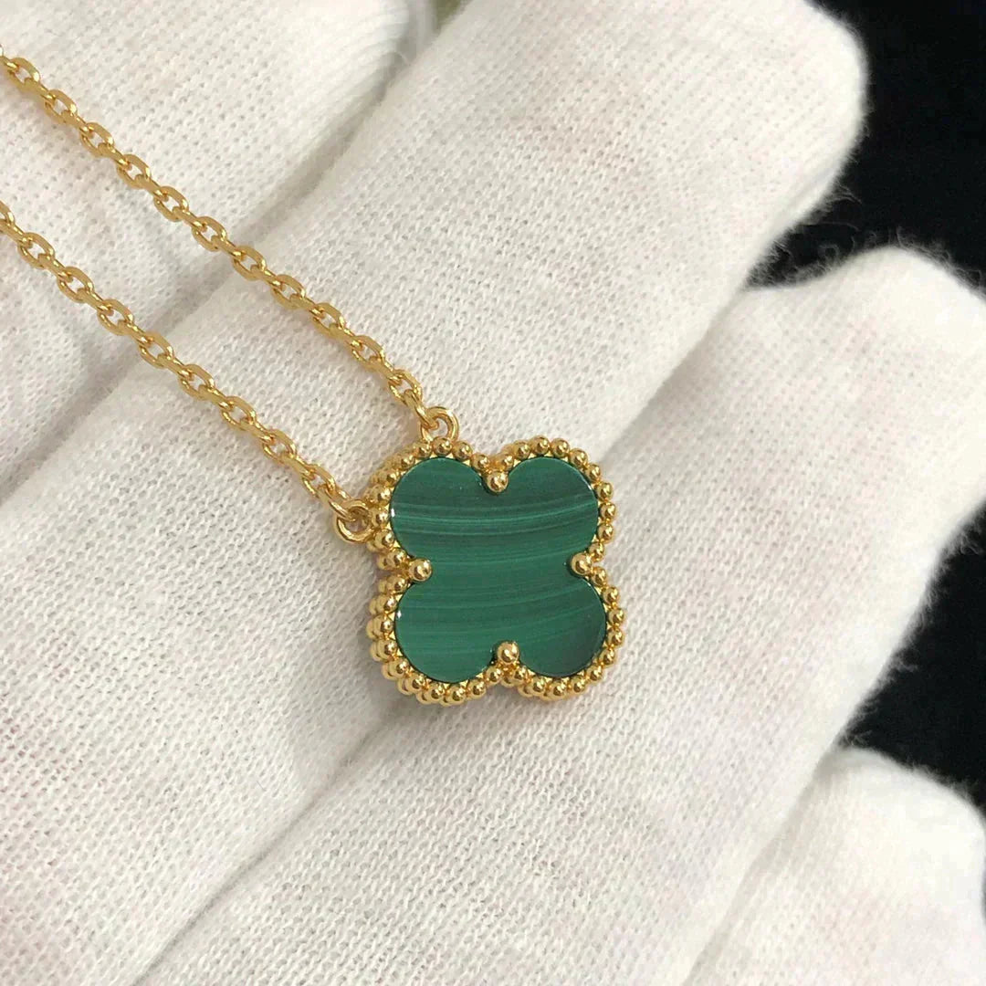 [Bloom]CLOVER 15MM MALACHITE SINGLE FLOWER  NECKLACE