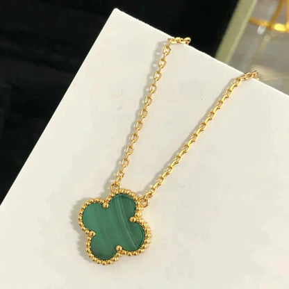 [Bloom]CLOVER 15MM MALACHITE SINGLE FLOWER  NECKLACE