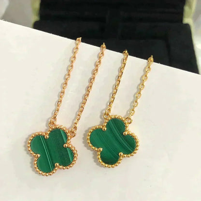 [Bloom]CLOVER 15MM MALACHITE SINGLE FLOWER  NECKLACE