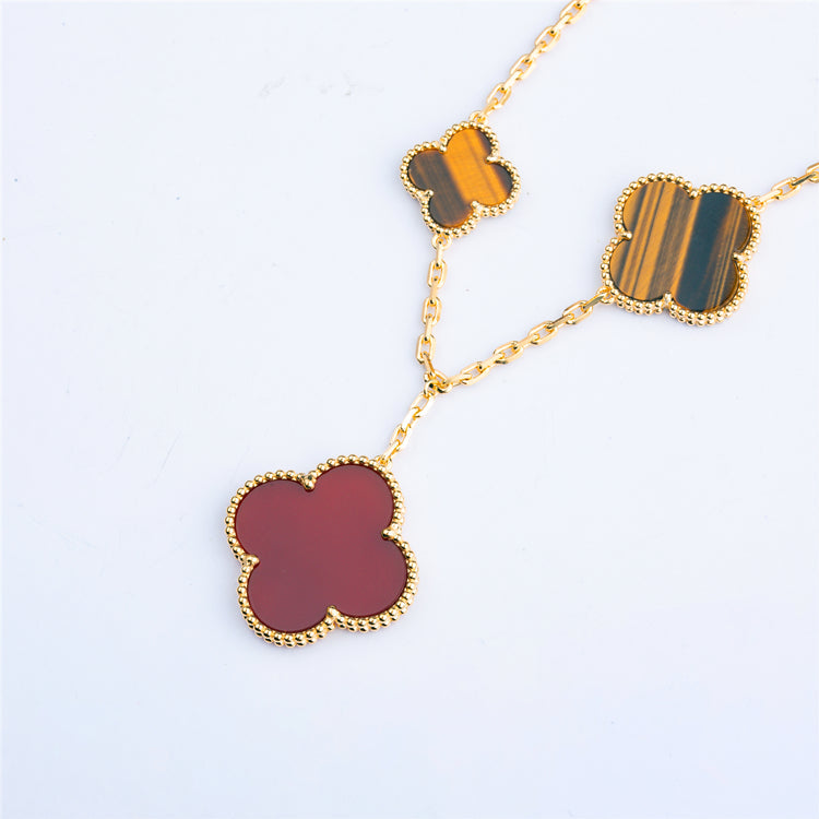 [Bloom]CLOVER BRACELET 5 MOTIFS CARNELIAN TIGER EYE