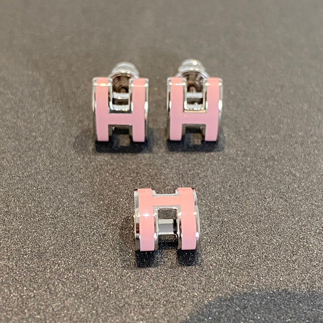 [Bloom]MINI POP H SILVER EARRINGS PINK