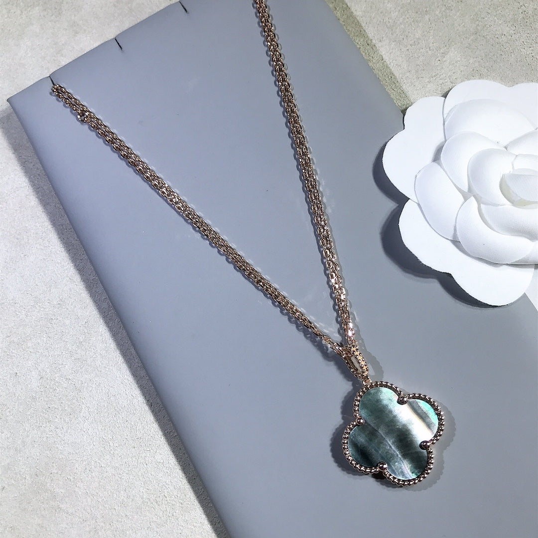 [Bloom]CLOVER 25MM GOLD DARK MOP BIG CLOVER NECKLACE