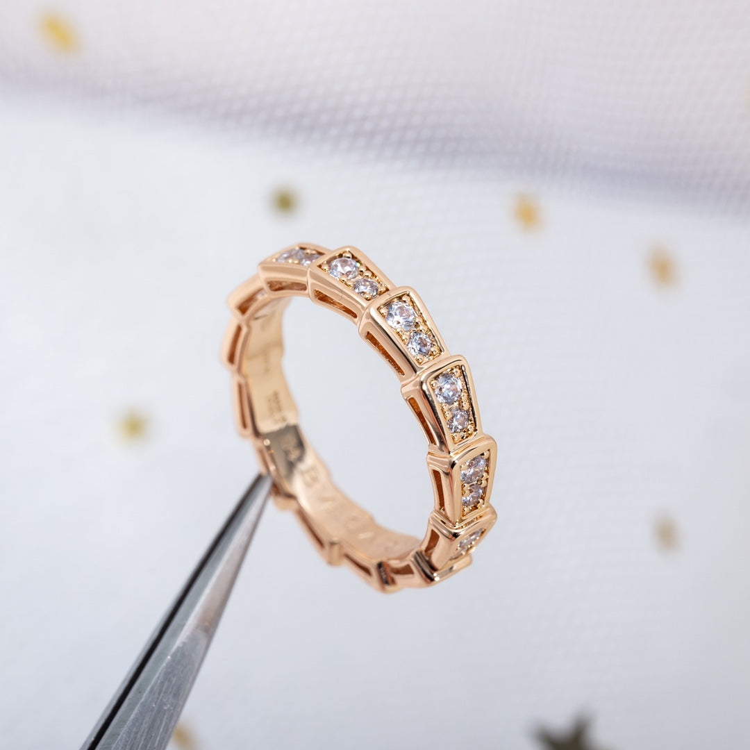 [Bloom]SERPENTI RING PINK GOLD DIAMOND PAVED 3MM