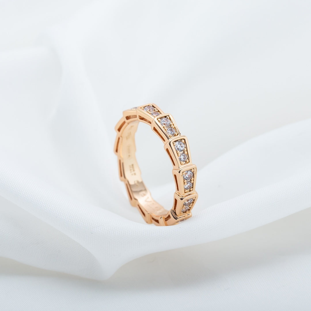 [Bloom]SERPENTI RING PINK GOLD DIAMOND PAVED 3MM