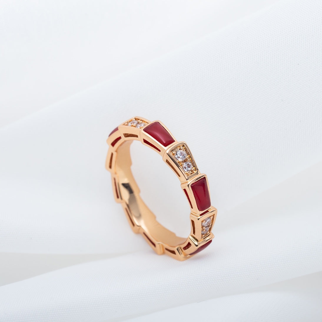 [Bloom]SERPENTI RING PINK GOLD CARNELIAN DIAMOND 3MM