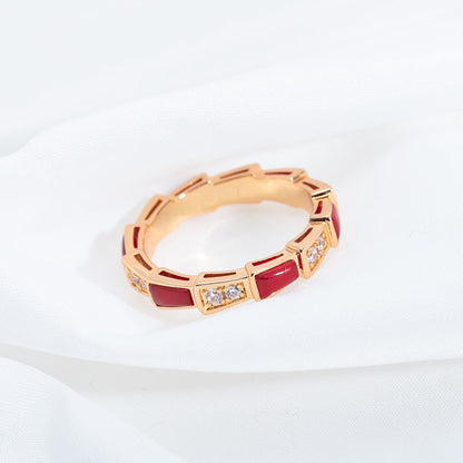 [Bloom]SERPENTI RING PINK GOLD CARNELIAN DIAMOND 3MM