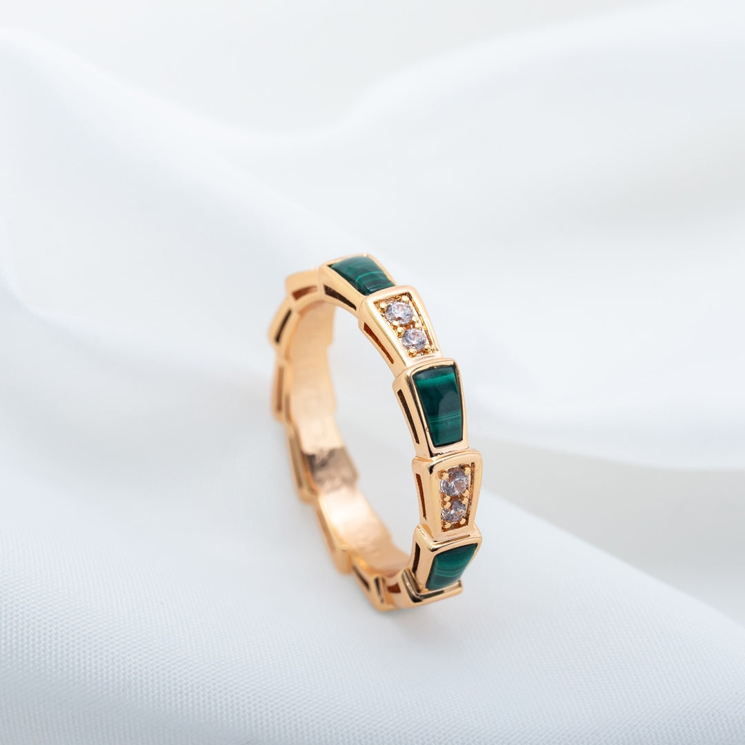 [Bloom]SERPENTI RING PINK GOLD MALACHITE DIAMOND 3MM