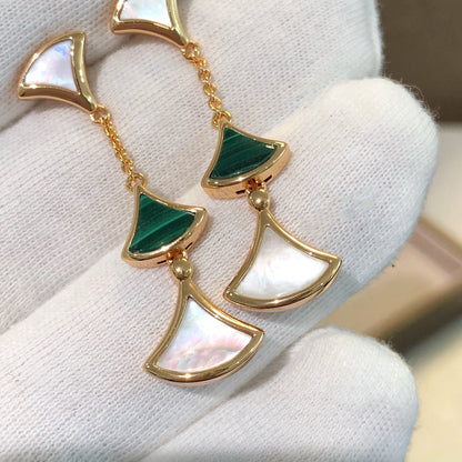 [Bloom]DREAM EARRINGS 3 MOTIFS MALACHITE MOP PINK GOLD