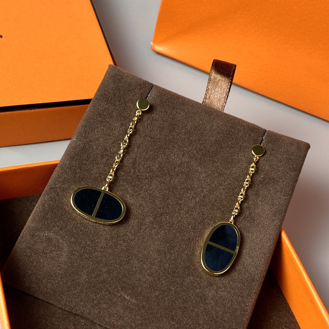 [Bloom]CHAINE VERSO BLACK CERAMIC EARRINGS