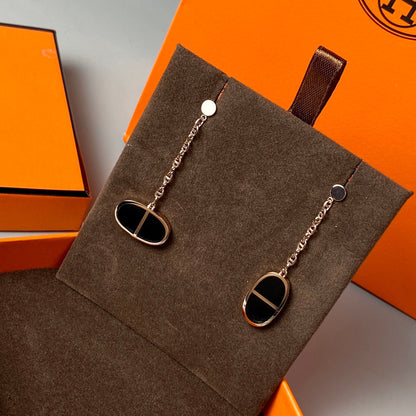 [Bloom]CHAINE VERSO BLACK CERAMIC EARRINGS