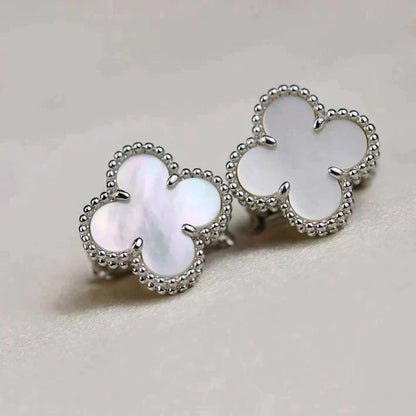 [Bloom]CLOVER MEDIUM 1 MOTIFS  WHITE MOP EARRINGS SILVER