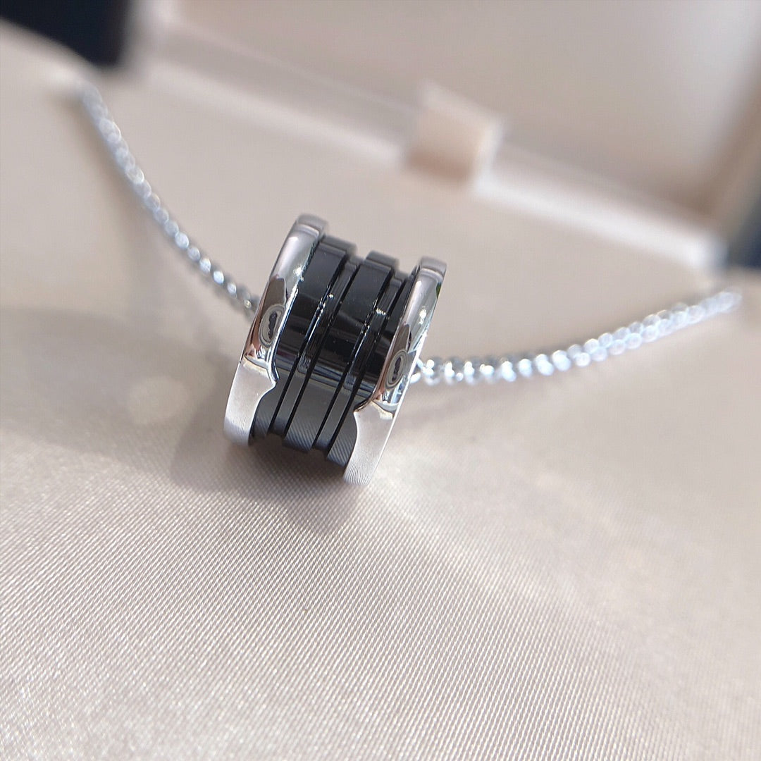 [Bloom]ZERO 1 BLACK CERAMIC SILVER NECKLACE