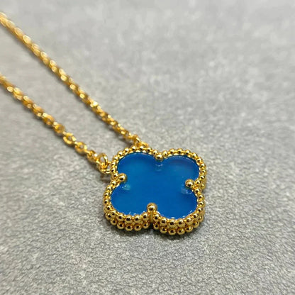 [Bloom]CLOVER 15MM BLUE AGATE NECKLACE