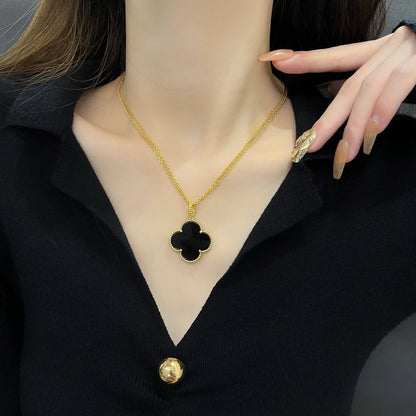 [Bloom]CLOVER 25MM NECKLACE GOLD ONYX