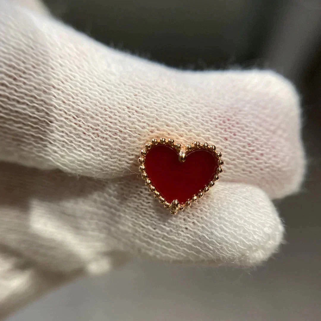 [Bloom]HEART CARNELIAN STUD EARRINGS