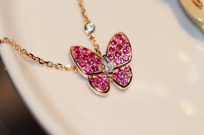 [Bloom]BUTTERFLY RED DIAMOND ROSE GOLD NECKLACE