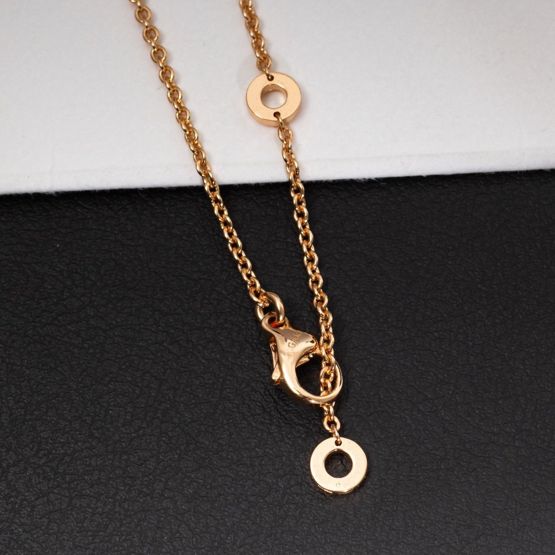 [Bloom]ZERO 1 WHITE CERAMIC PINK GOLD DIAMOND NECKLACE