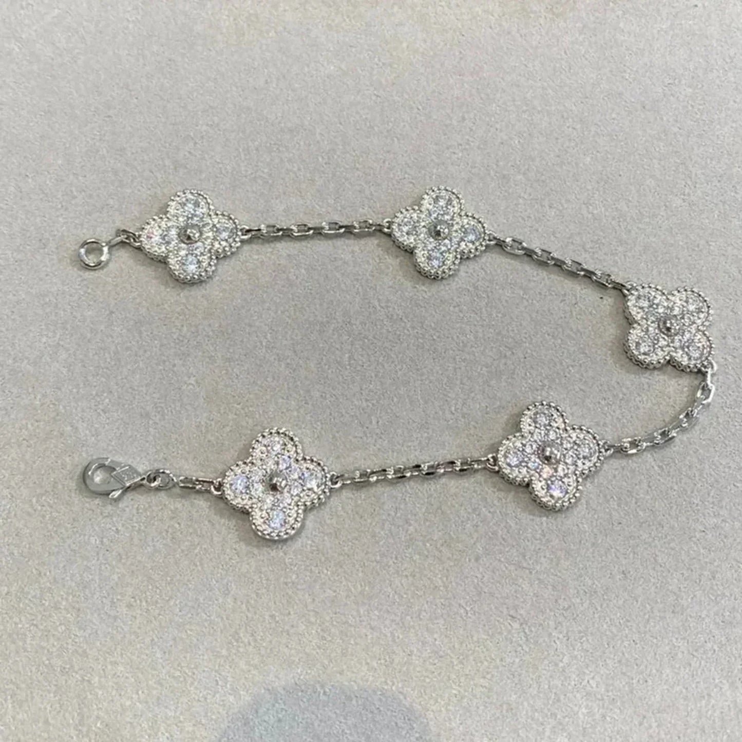 [Bloom]CLOVER 5 MOTIFS  DIAMOND BRACELET SILVER