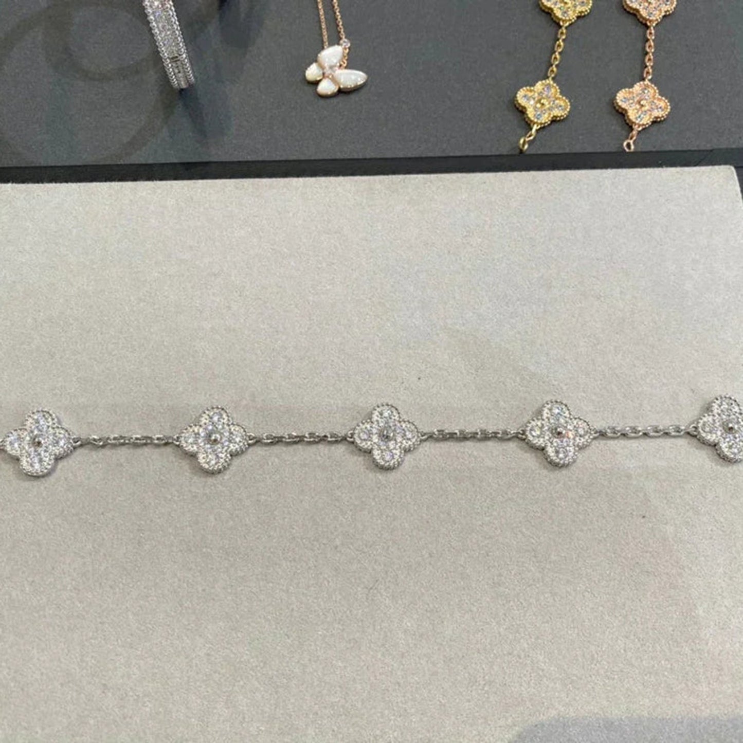 [Bloom]CLOVER 5 MOTIFS  DIAMOND BRACELET SILVER