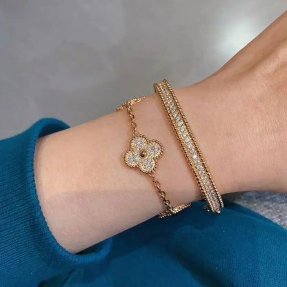 [Bloom]CLOVER 5 MOTIFS  FULL DIAMOND BRACELET