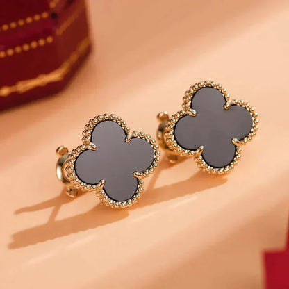 [Bloom]CLOVER MEDIUM 1 MOTIFS  ONYX STUD EARRINGS