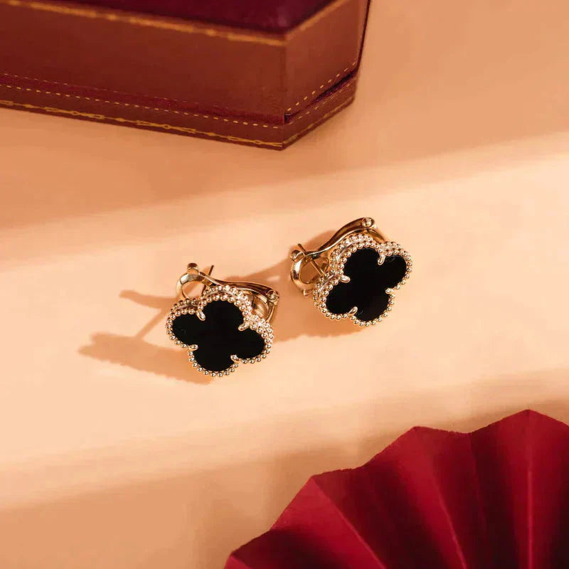 [Bloom]CLOVER MEDIUM 1 MOTIFS  ONYX STUD EARRINGS