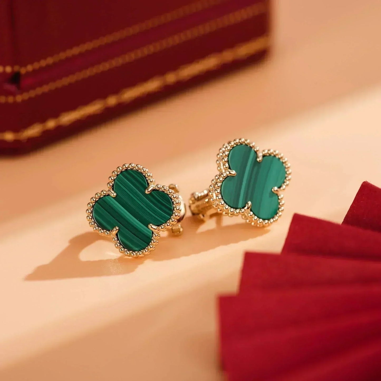 [Bloom]CLOVER MEDIUM 1 MOTIFS MALACHITE  EARRINGS