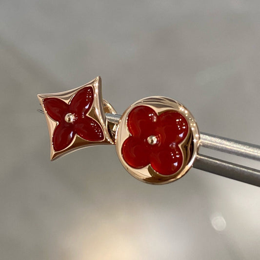 [Bloom]STAR AND SUN PINK GOLD CARNELIAN STUD EARRINGS