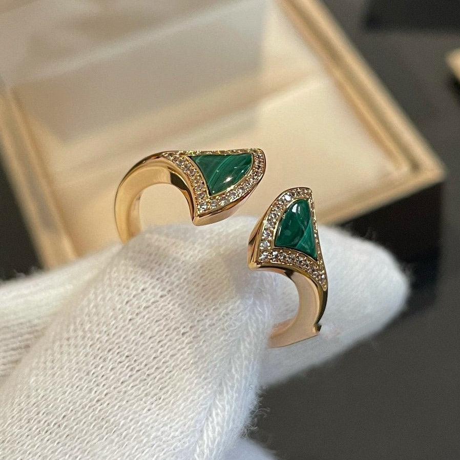 [Bloom]DREAM MALACHITE DIAMOND OPEN RING