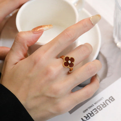 [Bloom]CLOVER CARNELIAN RING ROSE GOLD DIAMOND