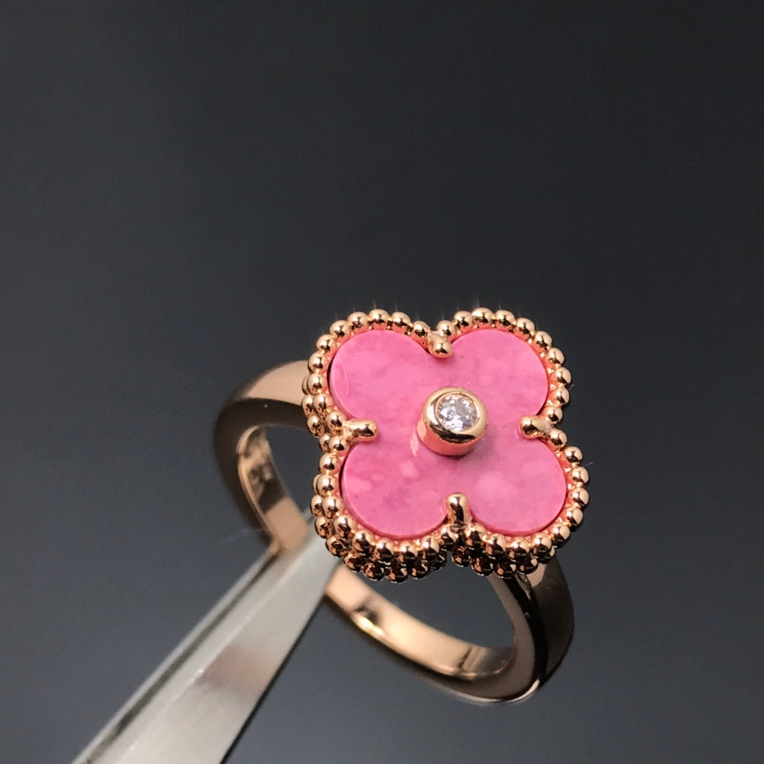 [Bloom]CLOVER RHODONITE ROSE GOLD RING