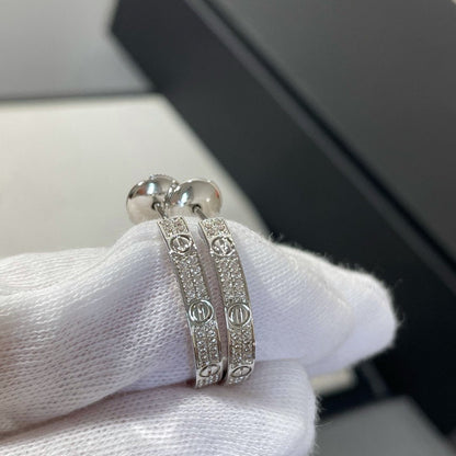 [Bloom]LOVE DIAMOND SILVER HOOP EARRINGS