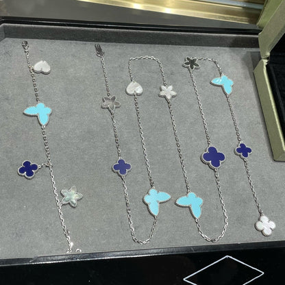 [Bloom]LUCKY CLOVER SILVER 11 MOTIF NECKLACE