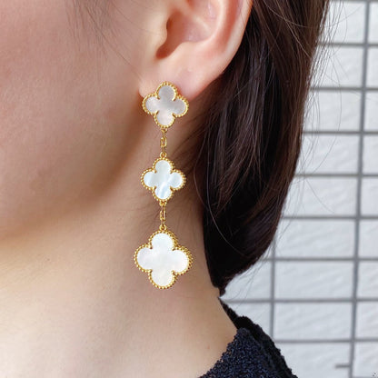 [Bloom]CLOVER MOP 3 MOTIFS GOLD EARRINGS